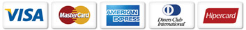 Visa, mastercard, Amex, Dinners Club e Hipercard