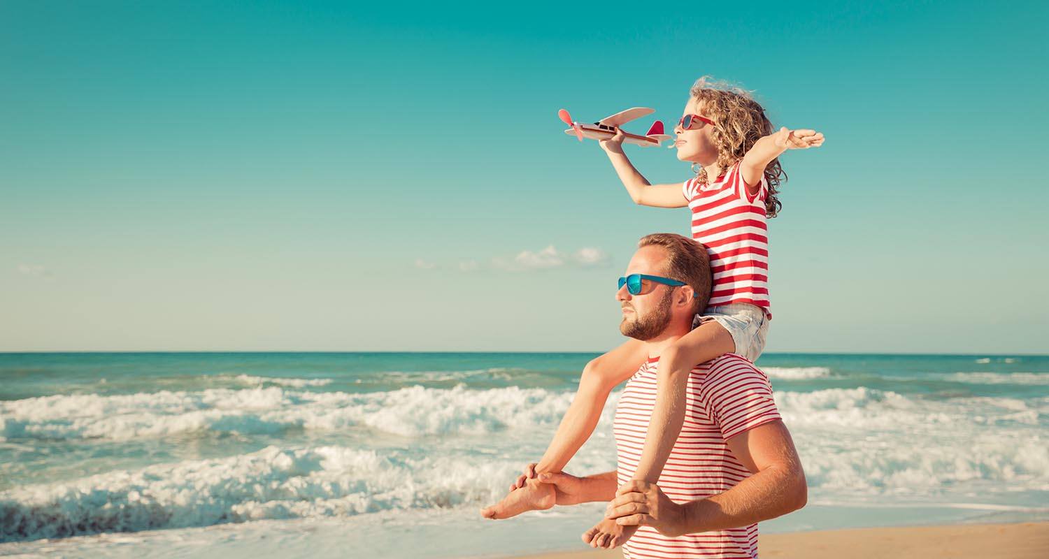 Família na praia