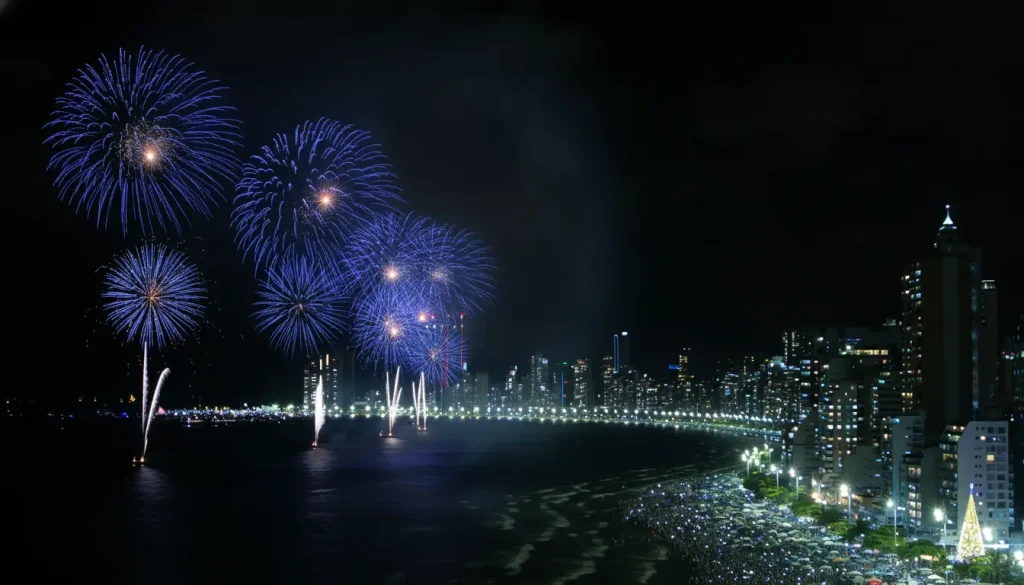 Queima de Fogos na orla de Balneário Camboriú