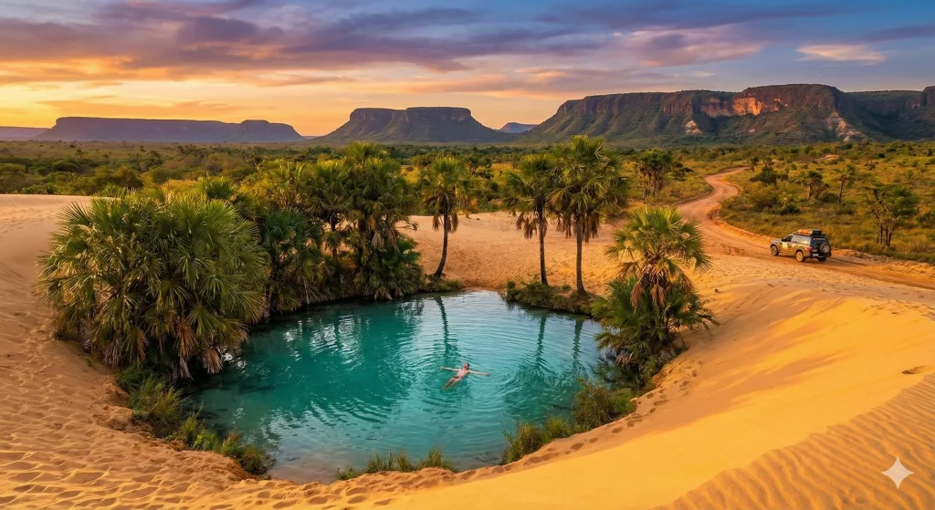 O destino de aventura mais cru, rústico e singular do Brasil. O Jalapão é um paraíso de dunas douradas, rios cristalinos e uma vegetação de cerrado única.