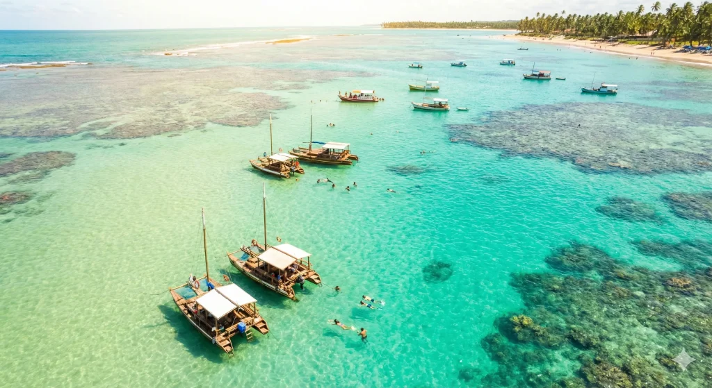 O caribe brasileiro em seu auge. Maragogi é famosa por suas águas que variam do verde-bebê ao azul-turquesa, formando piscinas naturais espetaculares.