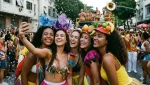 Registrando a folia: os blocos de rua reúnem amigos e criam memórias inesquecíveis durante o Carnaval no Brasil.