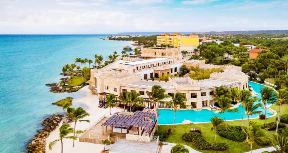 Vista aérea do hotel