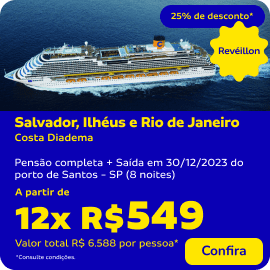 Salvador, Ilhéus e Rio de Janeiro com a Costa Diadema