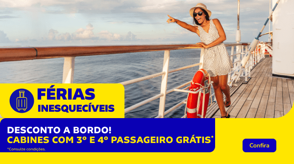 Desconto a bordo! Costa com 3º e 4º passageiro GRÁTIS* 