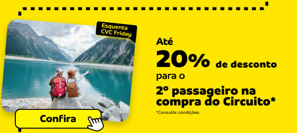 20% de desconto para o 2º passageiro na compra do Circuito