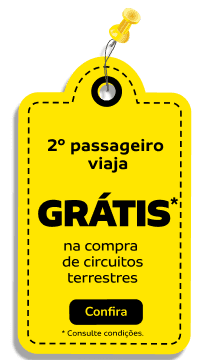 2º passageiro viaja GRÁTIS* na compra de circuitos terrestres
