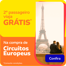 2º passageiro viaja GRÁTIS* na compra dos circuitos europeus 