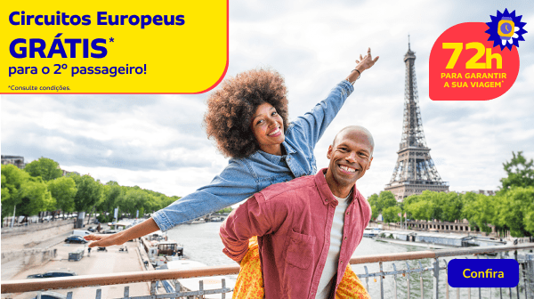 Circuitos Europeus GRÁTIS para o 2º passageiro*