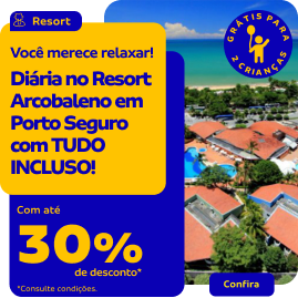 Diária no Resort Arcobaleno em Porto Seguro com TUDO INCLUSO! 
