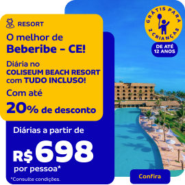 O melhor de Beberibe - CE! Diária no COLISEUM BEACH RESORT  com TUDO INCLUSO!
