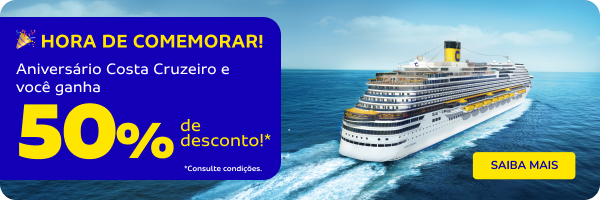 Aniversário Costa Cruzeiro e você ganha 50% de DESCONTO!