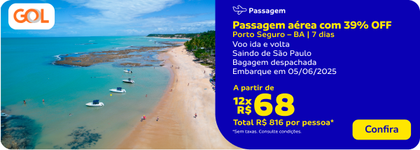 Passagem aérea com 39% OFF