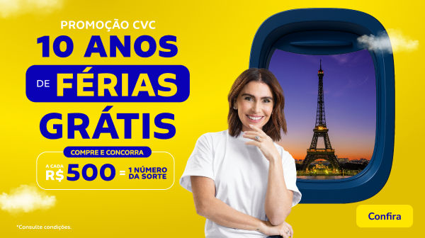Promoção CVC 10 ANOS DE FÉRIAS GRÁTIS