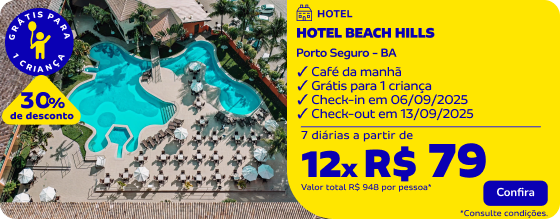 7 diárias no HOTEL BEACH HILLS 