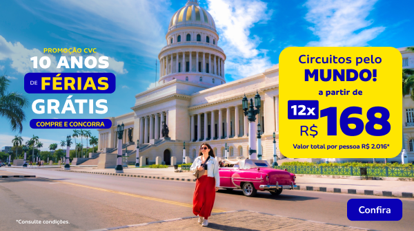 Circuitos pelo Mundo! A partir de 12x R$168 