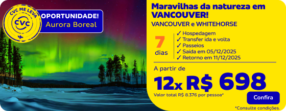 Maravilhas da natureza em  VANCOUVER! 7 dias em Vancouver e Whitehorse, veja a Aurora Boreal!