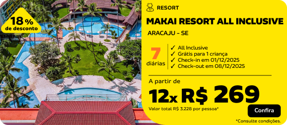 7 Diárias no MAKAI RESORT ALL INCLUSIVE