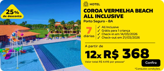 7 Diárias no COROA VERMELHA BEACH ALL INCLUSIVE