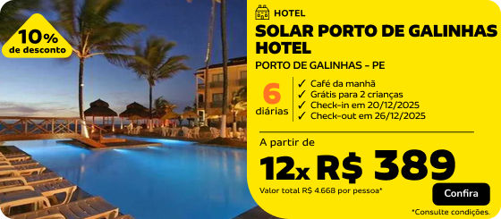 6 Diárias no SOLAR PORTO DE GALINHAS HOTEL em PORTO DE GALINHAS - PE 