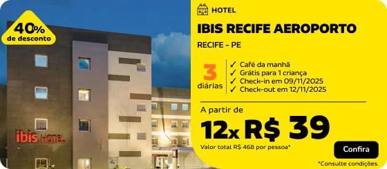 3 diárias no IBIS RECIFE AEROPORTO em RECIFE - PE