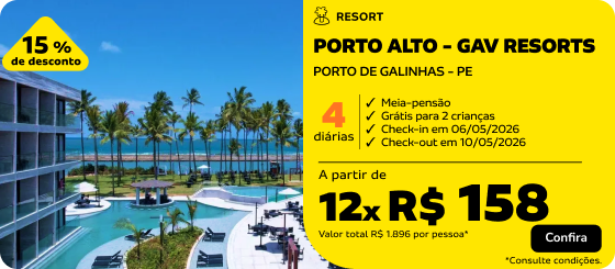 4 Diárias no PORTO ALTO - GAV RESORTS em PORTO DE GALINHAS - PE