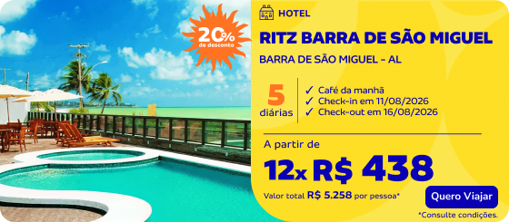 5 Diárias no RITZ BARRA DE SÃO MIGUEL em Barra de São Miguel - AL
