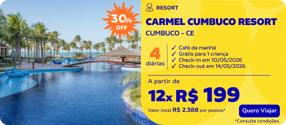 4 Diárias no CARMEL CUMBUCO RESORT em CUMBUCO - CE