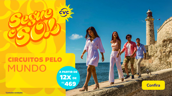 Circuitos pelo mundo a partir de 12x R$469
