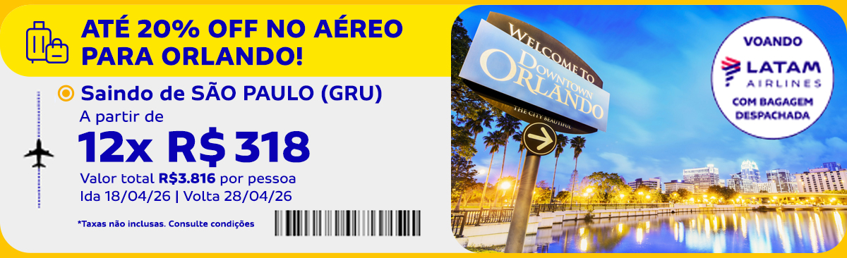 ATÉ 20% OFF NO AÉREO PARA ORLANDO!