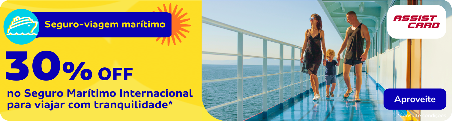 30% OFF no Seguro Marítimo Internacional para viajar com tranquilidade