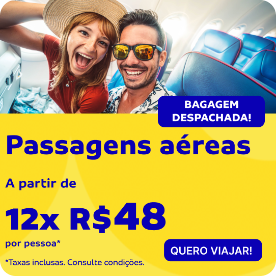 Passagens aéreas a partir de 12x R$ 48