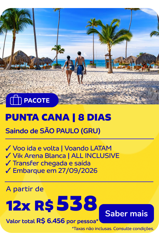 PUNTA CANA | 8 DIAS | Saindo de SÃO PAULO (GRU)