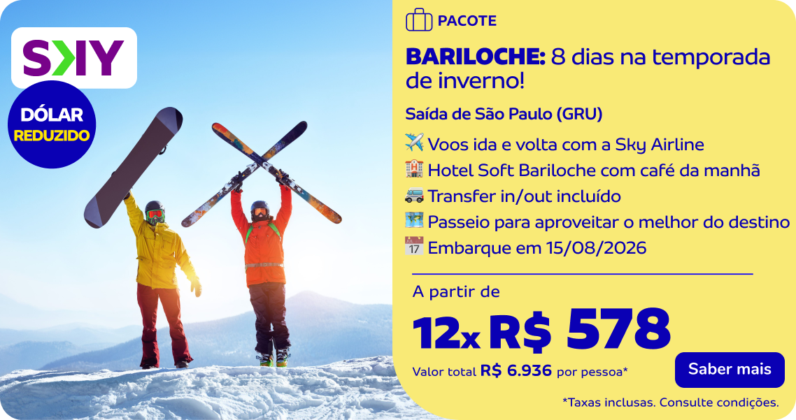 BARILOCHE: 8 dias na temporada de inverno!