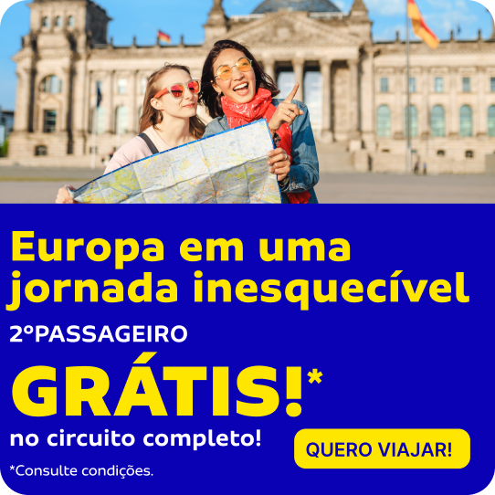 Europa em uma jornada inesquecível - 2ºPASSAGEIRO GRÁTIS no circuito completo!