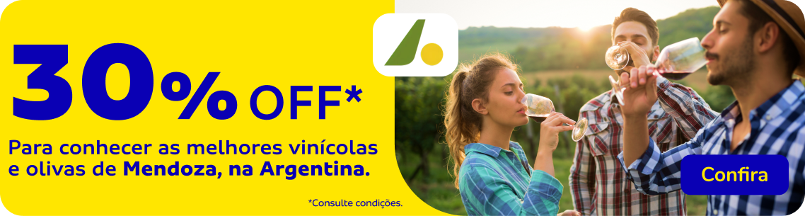 30% OFF  Para conhecer as melhores vinícolas e livas de Mendoza, na Argentina.