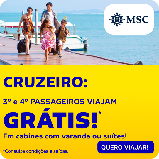 CRUZEIRO: 3º e 4º PASSAGEIROS VIAJAM GRÁTIS*!