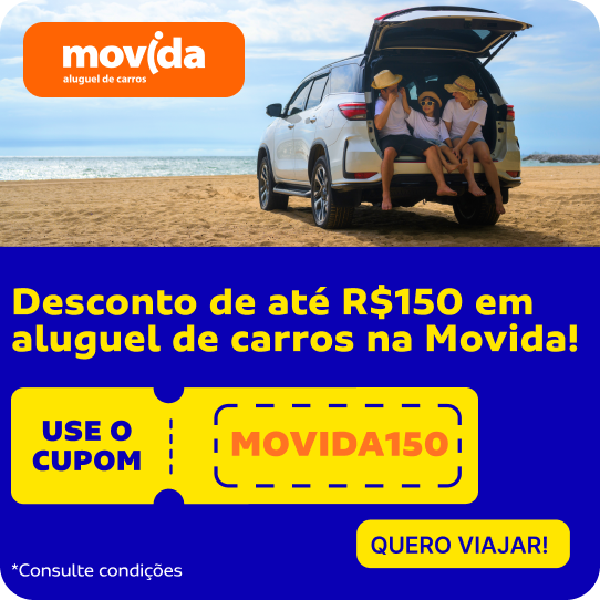 Desconto de até R$150 em aluguel de carros na Movida! Cupom: MOVIDA150