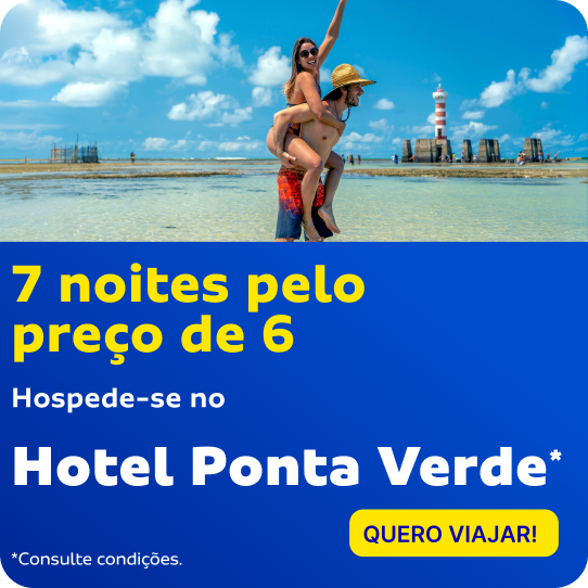 7 noites pelo preço de 6 - Hospede-se no Hotel Ponta Verde