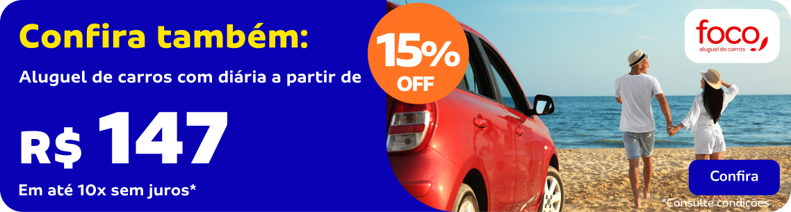 ALUGUEL DE CARROS COM A FOCO COM 15% OFF