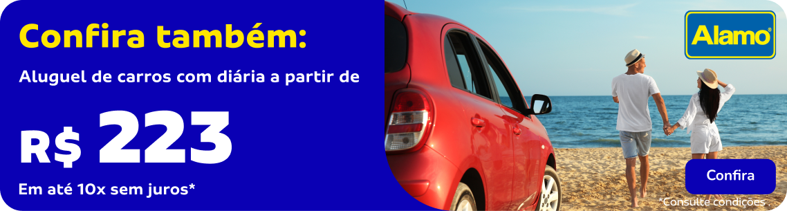 Confira também: Aluguel de carros com di'árias a partir de R$ 223