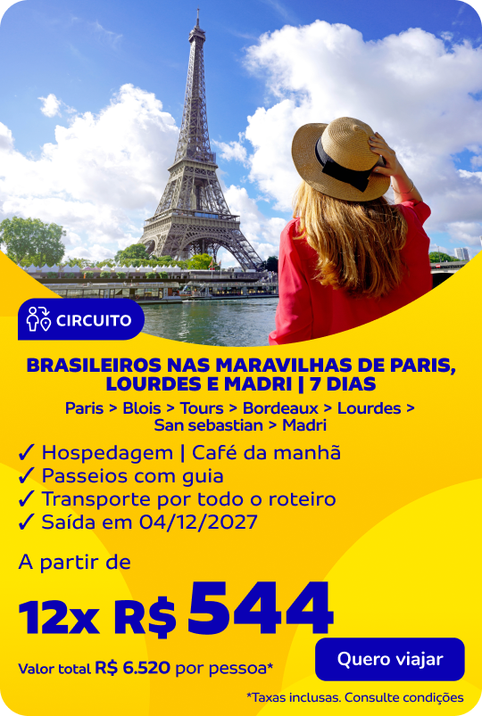 Brasileiros nas maravilhas de Paris, Lourdes e Madri | 7 dias