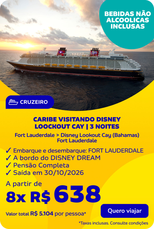 CARIBE visitando Disney Loockout Cay | 3 noites