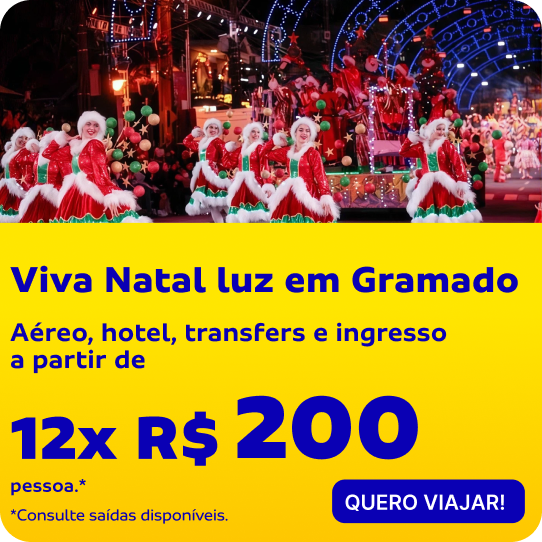 Viva Natal luz em Gramado. Aéreo, hotel, transfers e ingresso a partir de 12x R$200
