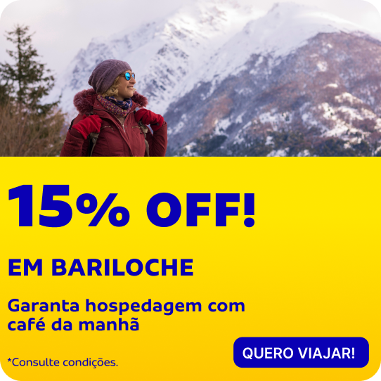 15% OFF EM BARILOCHE - Garanta hospedagem com café da manhã