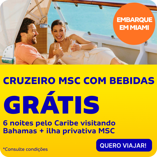 CRUZEIRO MSC COM BEBIDAS GRÁTIS - 6 noites pelo Caribe visitando Bahamas + ilha privativa MSC