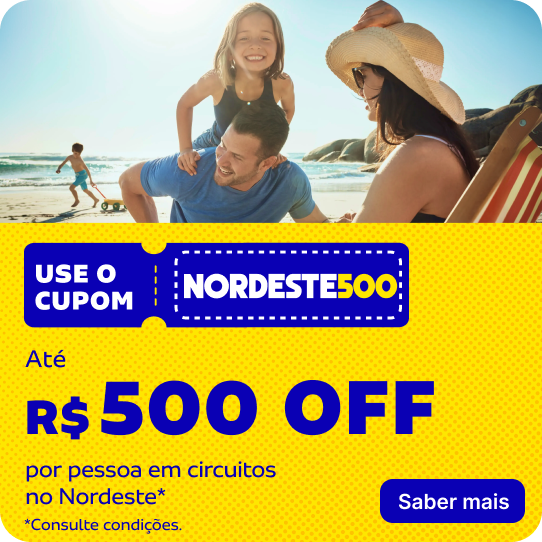 Cupom NORDESTE500 | Até R$ 500 OFF por pessoa em circuitos no Nordeste